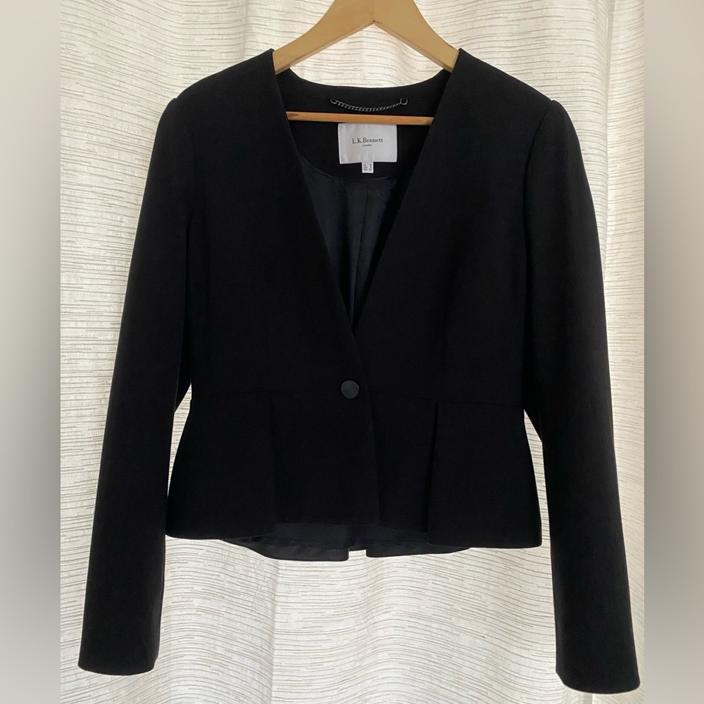 Black LK Bennett peplum jacket/blazer in size 8 (US)
